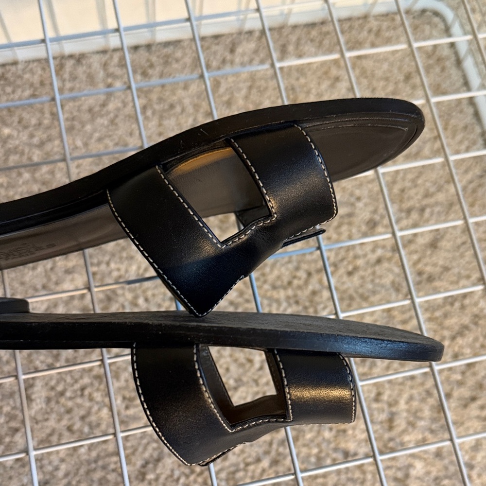 Hermes Black Oran Sandals 35 - Picture 13 of 15